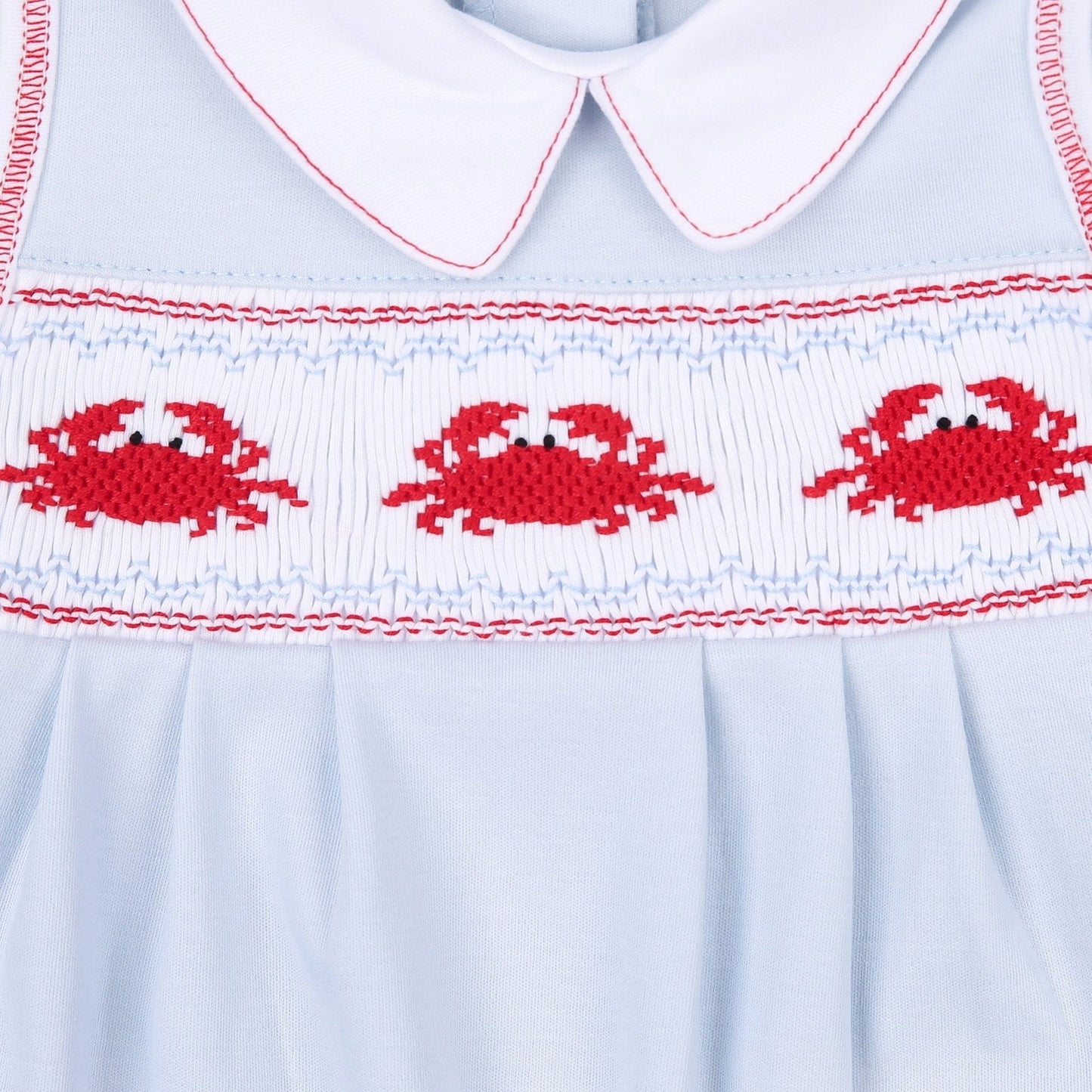 crab classic smocked playsuit|blue