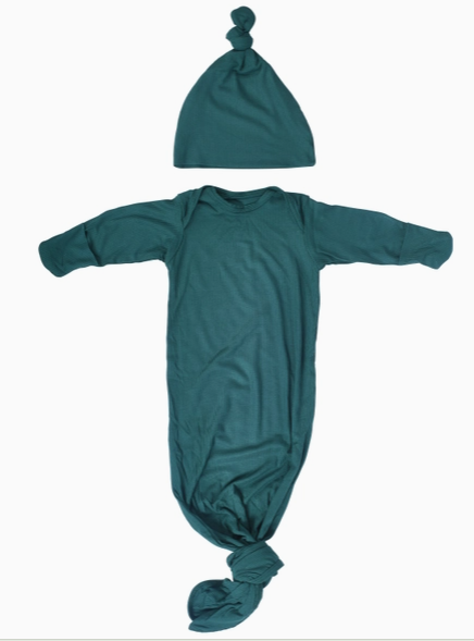 ribbed knotted gown|forest green