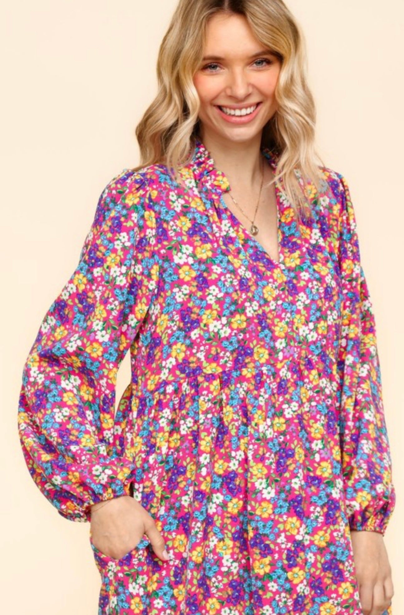 floral maxi dress|fuchsia