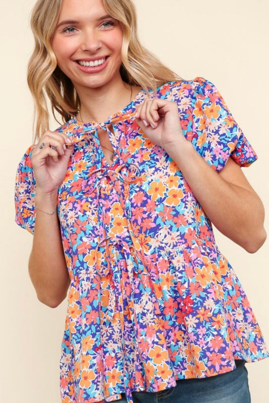 front ribbon bow tie shirt|lavender