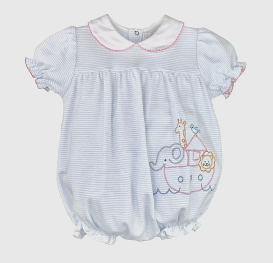 Noah’s Ark embroidered bubble|blue