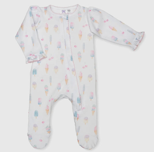 ice cream ruffle footie sleeper|multi