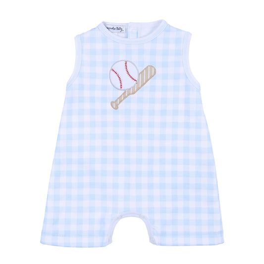 batter up sleeveless short playsuit|blue
