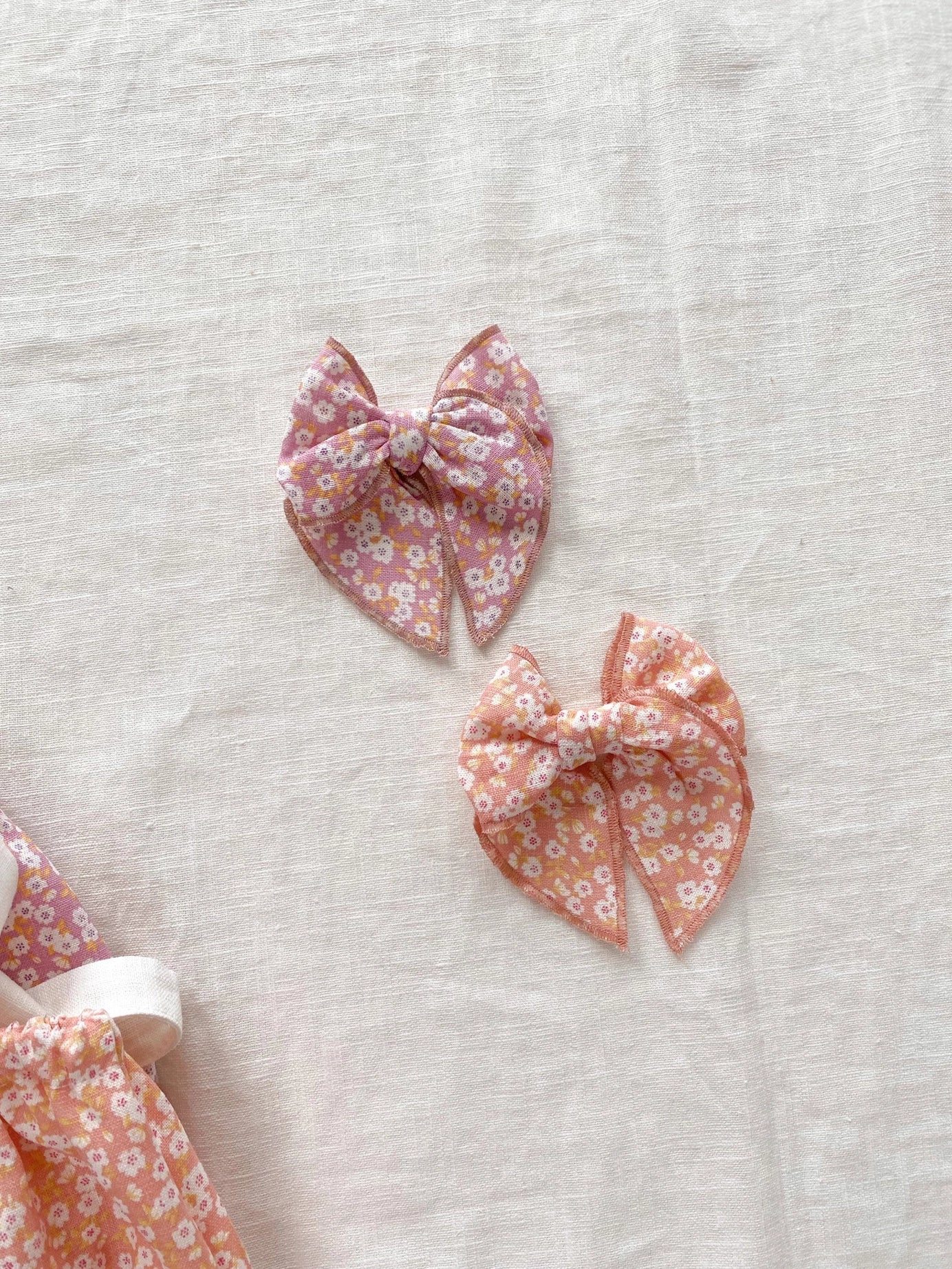 bow hair clip|floral linen