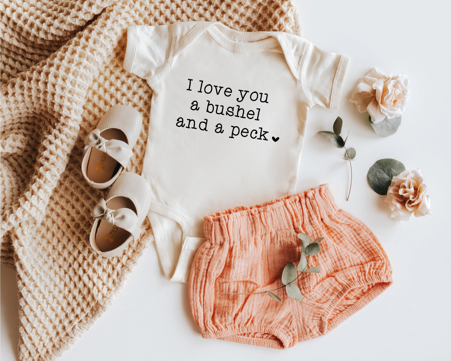 bushel and a peck onesie and tee|cream