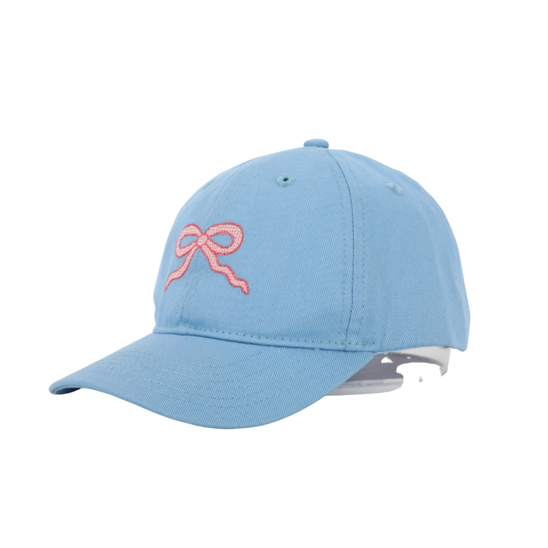 pink bow hat|blue