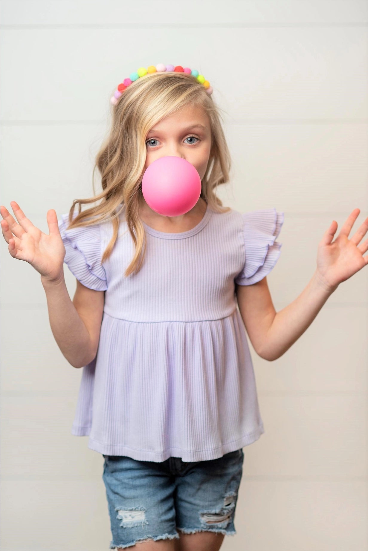 flutter sleeve shirt|lavender