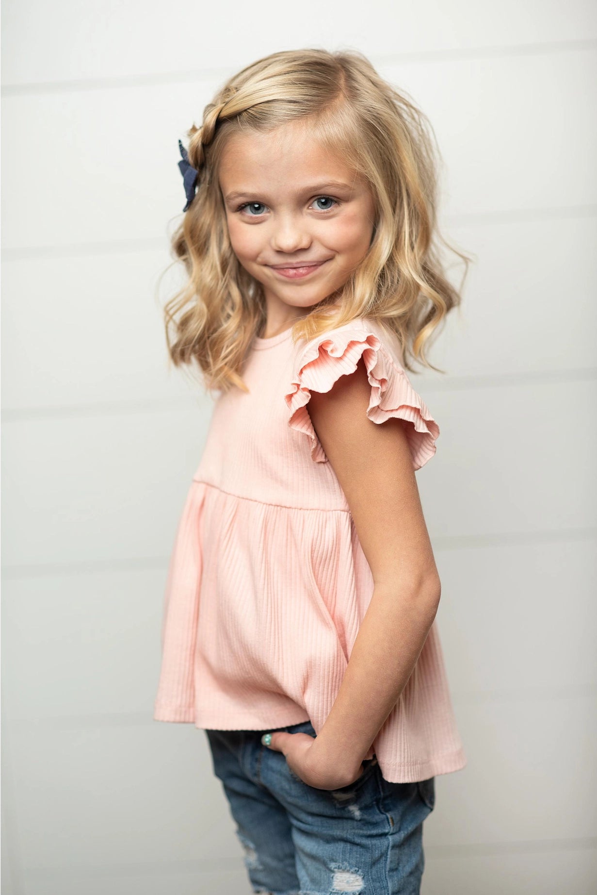 flutter sleeve shirt|light pink