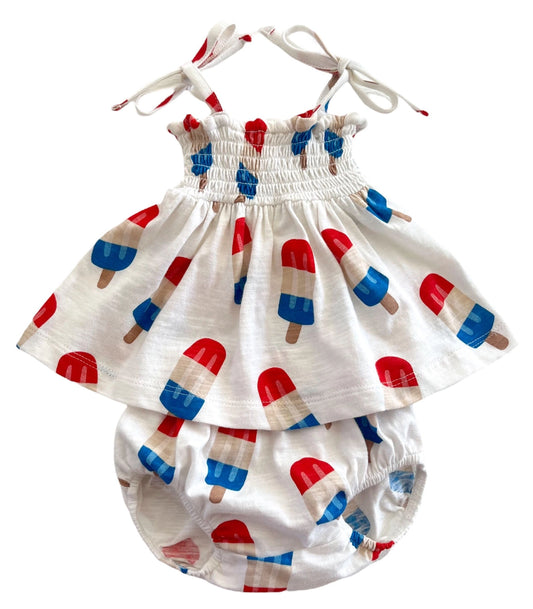 popsicle smocked set|red,white,and blue
