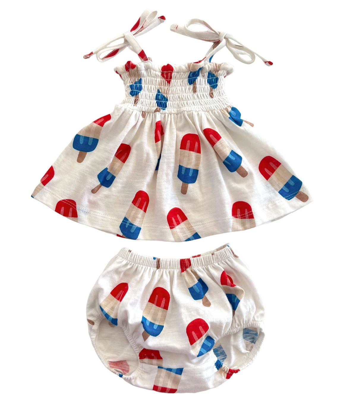 popsicle smocked set|red,white,and blue