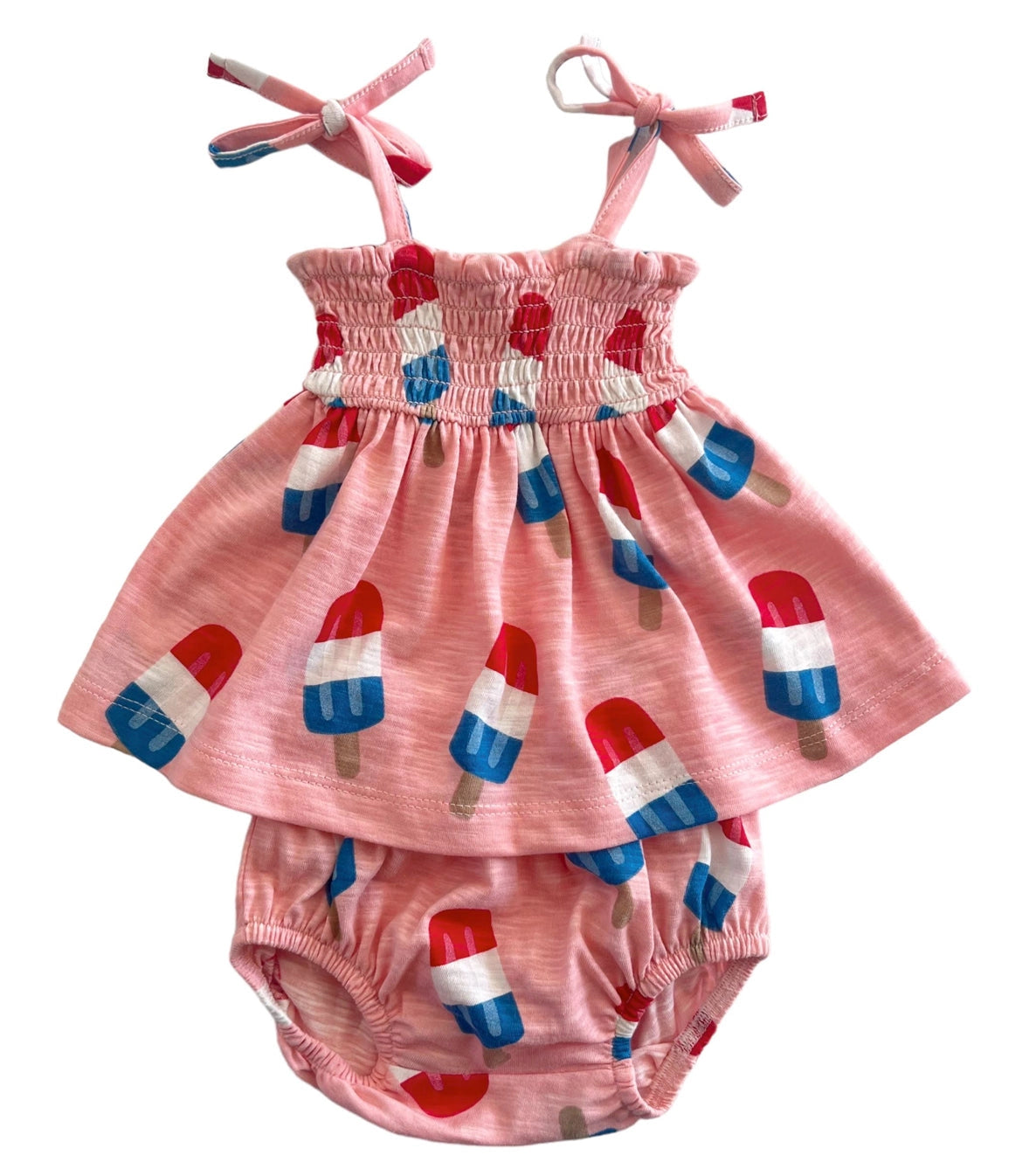 popsicle smocked set|pink, red,white,and blue
