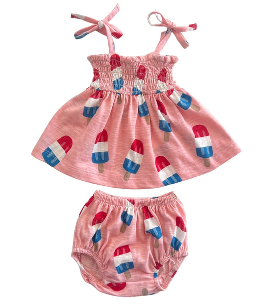 popsicle smocked set|pink, red,white,and blue