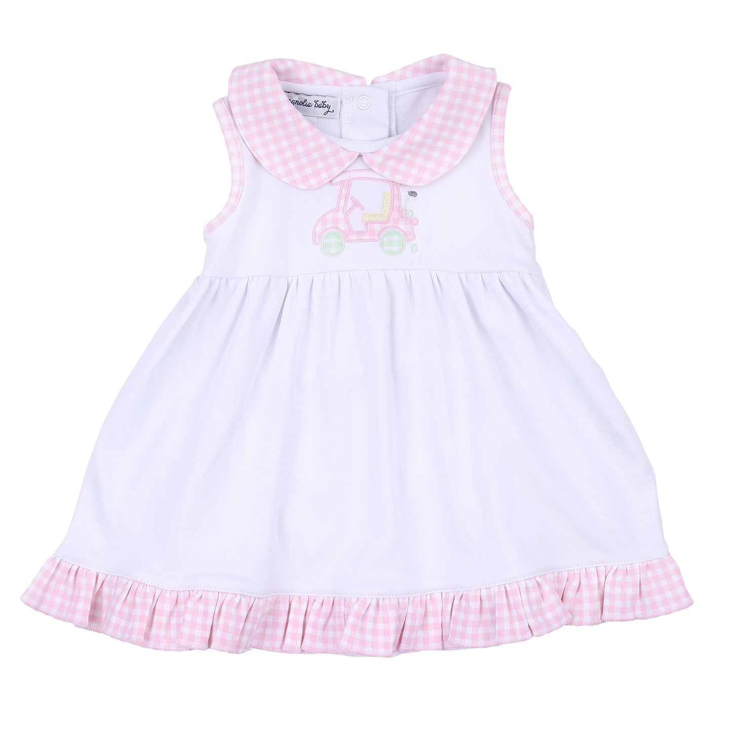 little caddie appliqué dress|pink