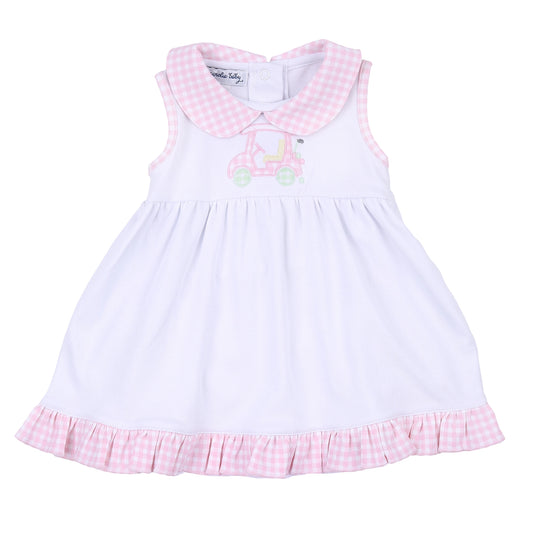 little caddie appliqué dress|pink