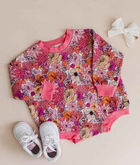 bubble romper|pink floral